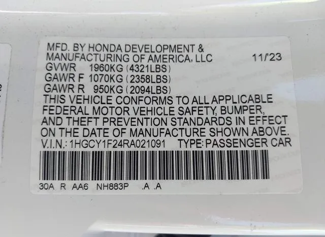 1HGCY1F24RA021091 2024 2024 Honda Accord- LX 9