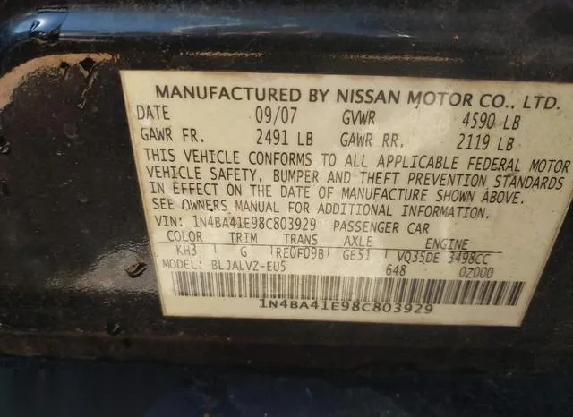 1N4BA41E98C803929 2008 2008 Nissan Maxima- 3-5 SE 9