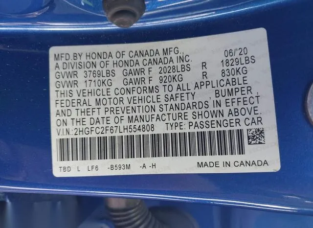 2HGFC2F67LH554808 2020 2020 Honda Civic- LX 9