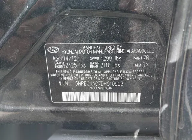 5NPEC4AC7DH510903 2013 2013 Hyundai Sonata- SE 9