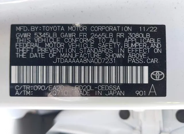 JTDAAAAA8NA007231 2022 2022 Toyota Mirai- Xle 9