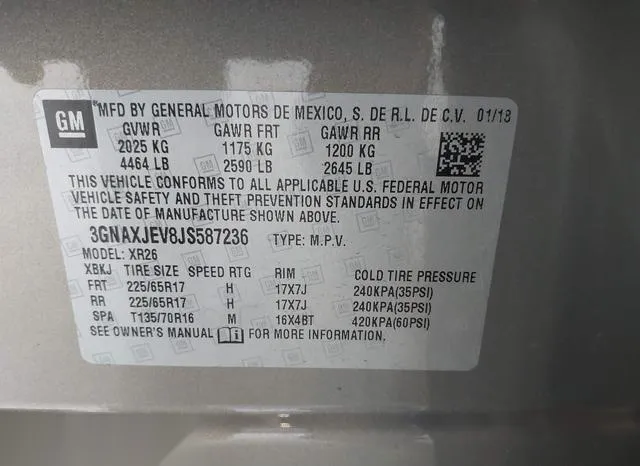 3GNAXJEV8JS587236 2018 2018 Chevrolet Equinox- LT 9