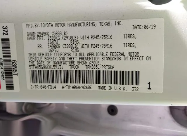 5TFAX5GN6KX159131 2019 2019 Toyota Tacoma- SR 9