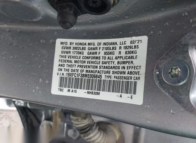 19XFC1F38ME006845 2021 2021 Honda Civic- EX 9