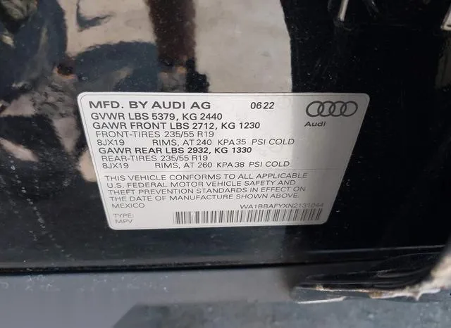 WA1BBAFYXN2131044 2022 2022 Audi Q5- Premium Plus 40 Tfsi Qu 9