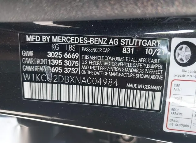 W1KCG2DBXNA004984 2022 2022 Mercedes-Benz EQS 450- 9