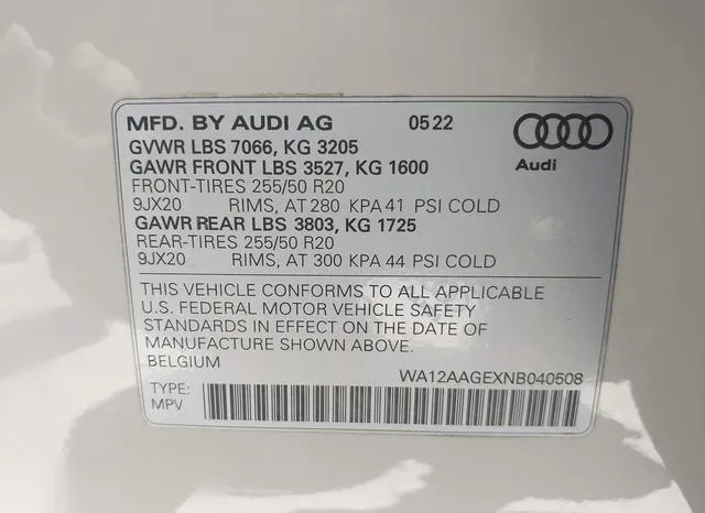 WA12AAGEXNB040508 2022 2022 Audi E-Tron- Sportback Premium P 9