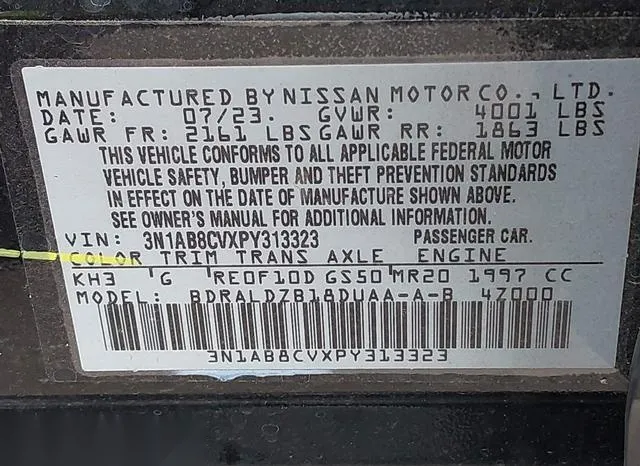 3N1AB8CVXPY313323 2023 2023 Nissan Sentra- Sv Xtronic Cvt 9