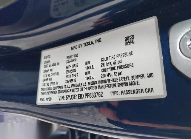 5YJ3E1EBXPF633762 2023 2023 Tesla Model 3- Long Range Dual M 9