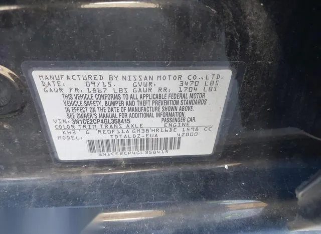 3N1CE2CP4GL358415 2016 2016 Nissan Versa- Note S -sr-/S Plu 9