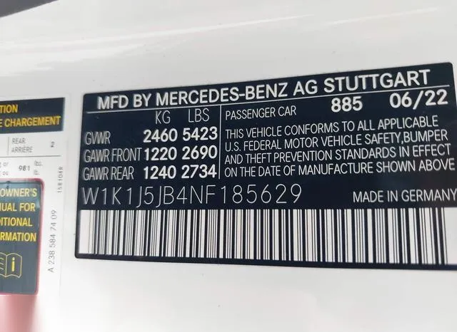 W1K1J5JB4NF185629 2022 2022 Mercedes-Benz E-Class- E450 9