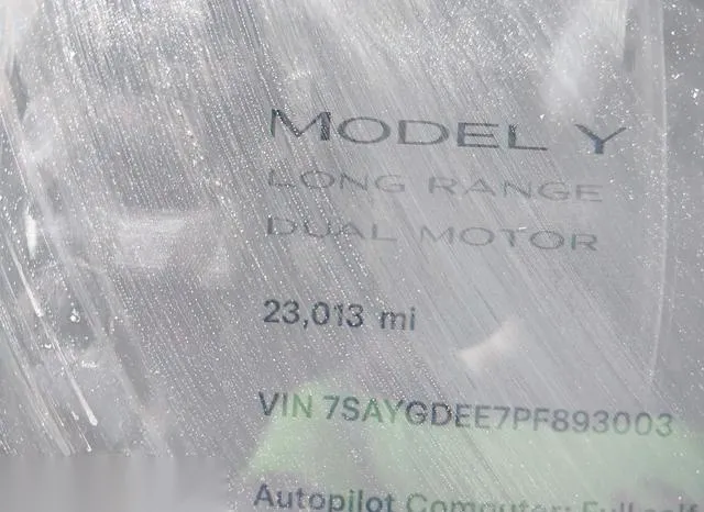 7SAYGDEE7PF893003 2023 2023 Tesla Model Y- Awd/Long Range Du 7