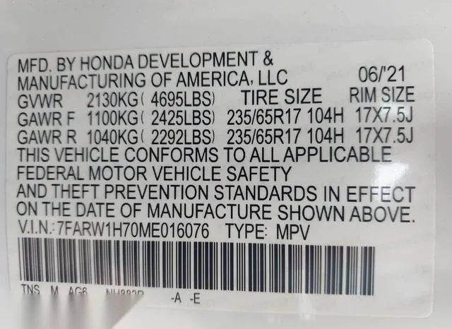 7FARW1H70ME016076 2021 2021 Honda CR-V- 2Wd Special Edition 9