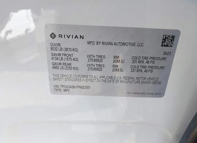 7PDSGABA7PN022051 2023 2023 Rivian R1S- Adventure 9