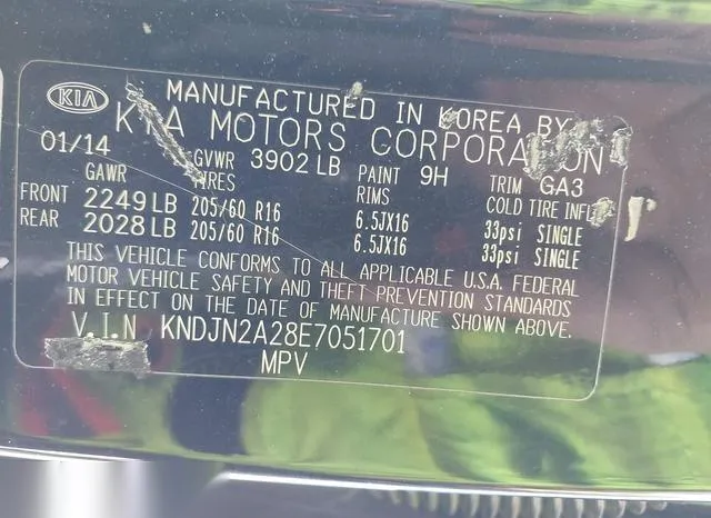 KNDJN2A28E7051701 2014 2014 KIA Soul 9