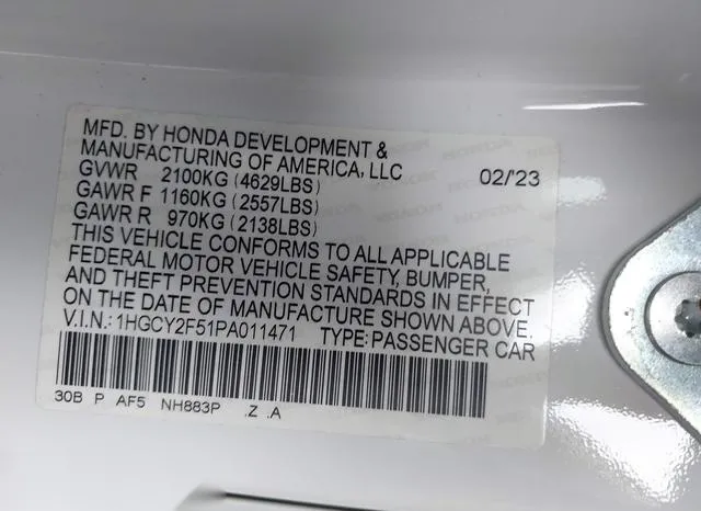 1HGCY2F51PA011471 2023 2023 Honda Accord- Hybrid Sport 9