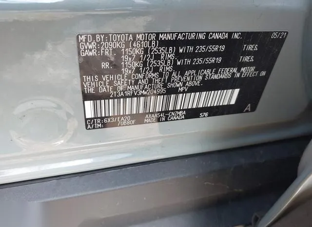 2T3A1RFV3MW204995 2021 2021 Toyota RAV4- Xle Premium 9