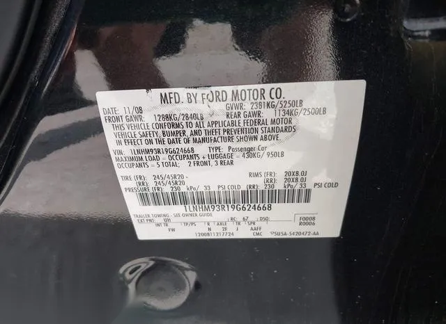 1LNHM93R19G624668 2009 2009 Lincoln MKS 9