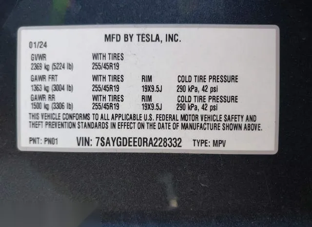 7SAYGDEE0RA228332 2024 2024 Tesla Model Y- Long Range Dual M 9