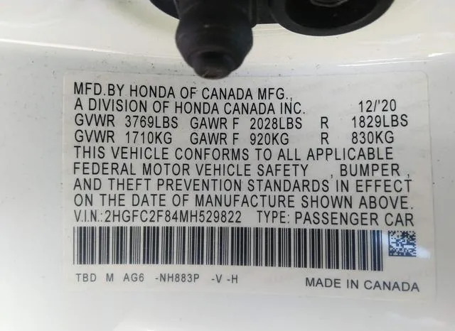 2HGFC2F84MH529822 2021 2021 Honda Civic- Sport 9