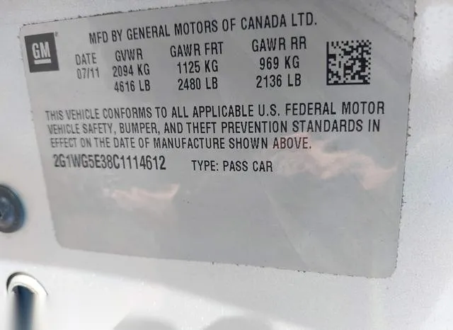 2G1WG5E38C1114612 2012 2012 Chevrolet Impala- LT 9