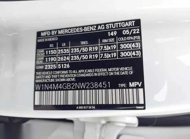 W1N4M4GB2NW238451 2022 2022 Mercedes-Benz GLB-Class- GLB250 9