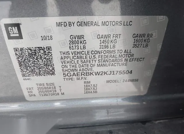 5GAERBKW2KJ175504 2019 2019 Buick Enclave- Fwd Essence 9