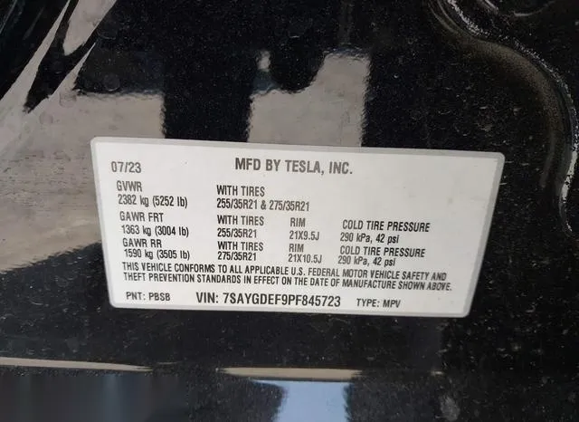 7SAYGDEF9PF845723 2023 2023 Tesla Model Y- Awd/Performance D 9