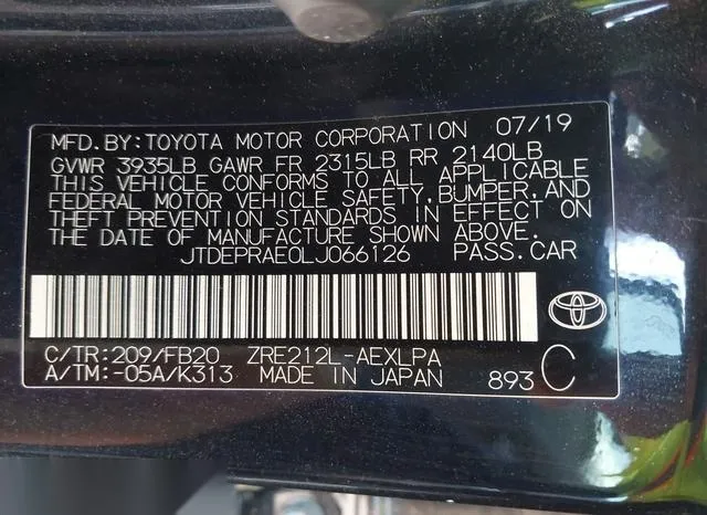 JTDEPRAE0LJ066126 2020 2020 Toyota Corolla- LE 9