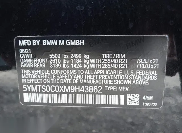 5YMTS0C0XM9H43862 2021 2021 BMW X3- X3 M 9