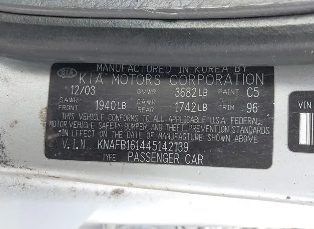 KNAFB161445142139 2004 2004 KIA Spectra- Gs/Gsx 9