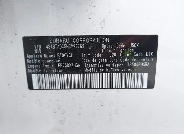 4S4BTADC5N3222769 2022 2022 Subaru Outback- Premium 9