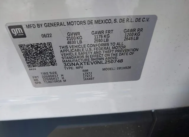 3GNAXTEV0NL250748 2022 2022 Chevrolet Equinox- Awd 2Fl 9