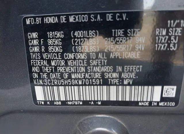 3CZRU5H59KM701591 2019 2019 Honda HR-V- EX 9