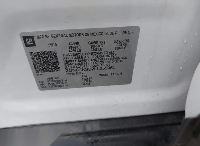 3GNCJKSB2LL155961 2020 2020 Chevrolet Trax- Fwd Ls 9