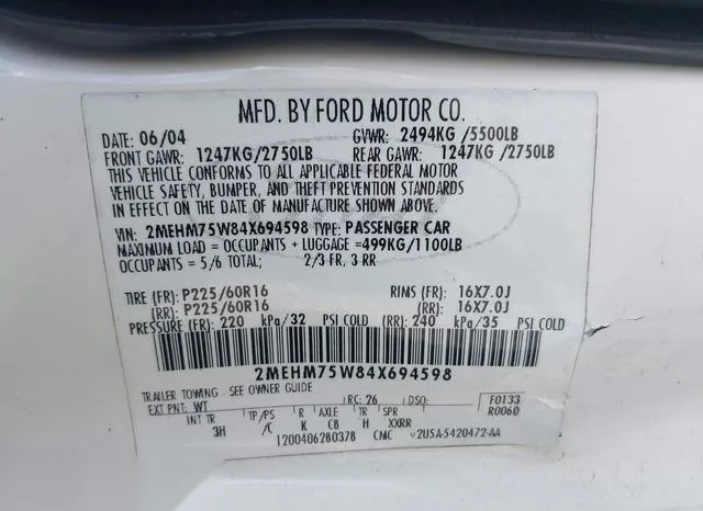 2MEHM75W84X694598 2004 2004 Mercury Grand Marquis- LS 9