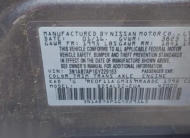 3N1AB7AP1GY229163 2016 2016 Nissan Sentra- SV 9