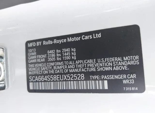 SCA664S58EUX52528 2014 2014 Rolls-Royce Ghost 9