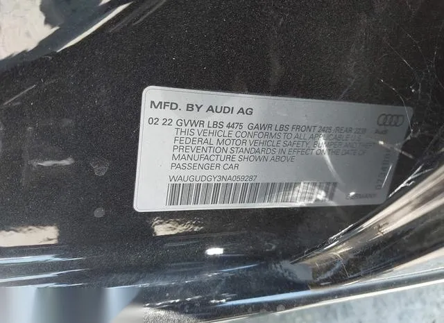 WAUGUDGY3NA059287 2022 2022 Audi A3- Premium 40 Tfsi Quattro 9