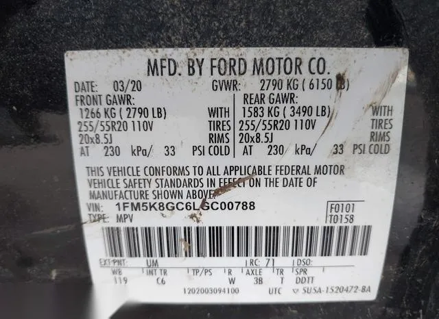 1FM5K8GC6LGC00788 2020 2020 Ford Explorer- ST 9