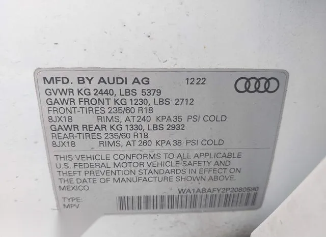 WA1ABAFY2P2080590 2023 2023 Audi Q5- Premium 40 Tfsi Quattro 9