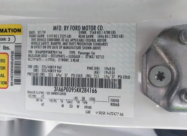 3FA6P0D95KR284166 2019 2019 Ford Fusion- Titanium 9