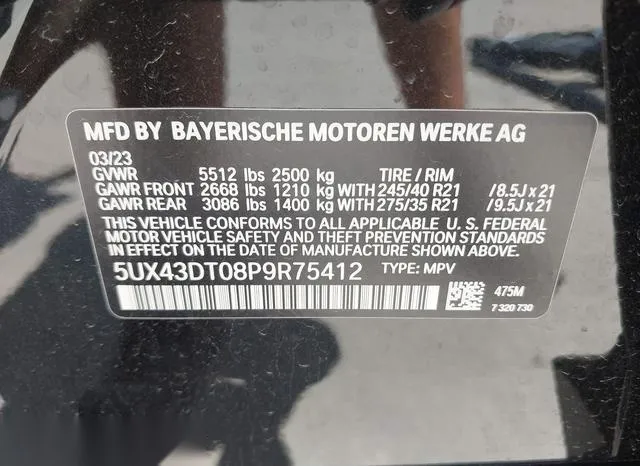 5UX43DT08P9R75412 2023 2023 BMW X4- M40I 9