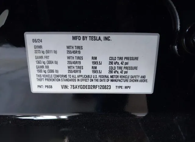 7SAYGDED2RF120823 2024 2024 Tesla Model Y- Long Range/Rwd 9