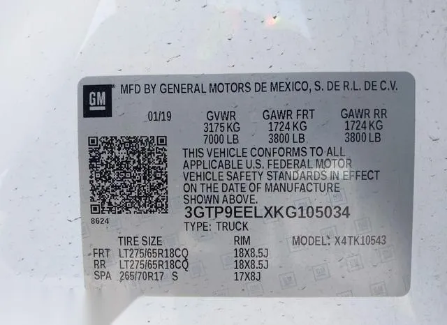 3GTP9EELXKG105034 2019 2019 GMC Sierra- 1500 AT4 9