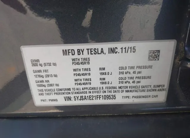 5YJSA1E21FF109535 2015 2015 Tesla Model S- 70D/85D/P85D 9