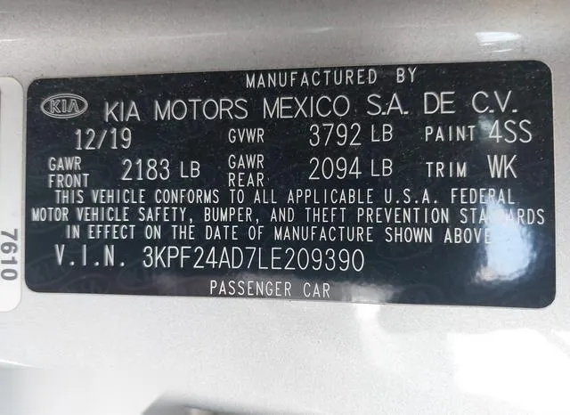 3KPF24AD7LE209390 2020 2020 KIA Forte- Lxs 9