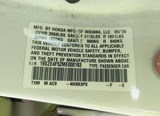 19XZE4F52ME000193 2021 2021 Honda Insight- EX 9