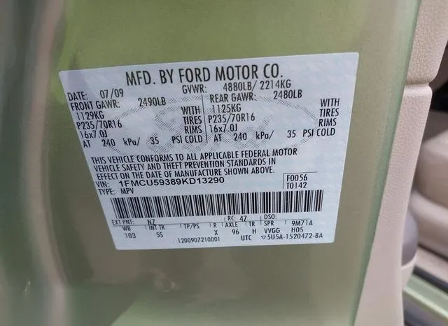 1FMCU59389KD13290 2009 2009 Ford Escape Hybrid- Limited 9