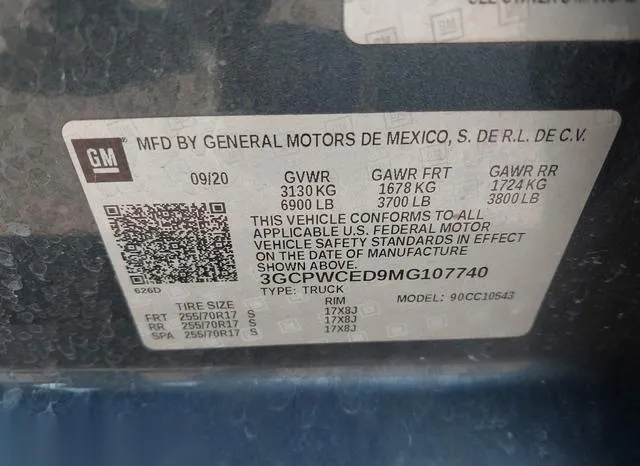 3GCPWCED9MG107740 2021 2021 Chevrolet Silverado 1500- 2Wd 9